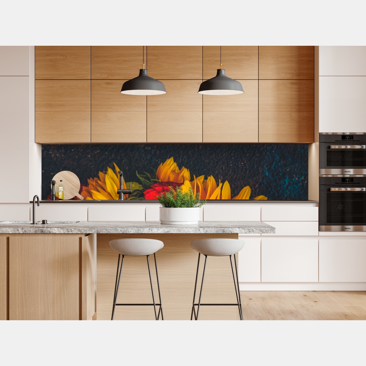 Naklejka repozycjonowalna żywy bukiet słoneczników na ciemnym tle – Wallissimo® Naklejka repozycjonowalna żywy bukiet słoneczników na ciemnym tle – Wallissimo®