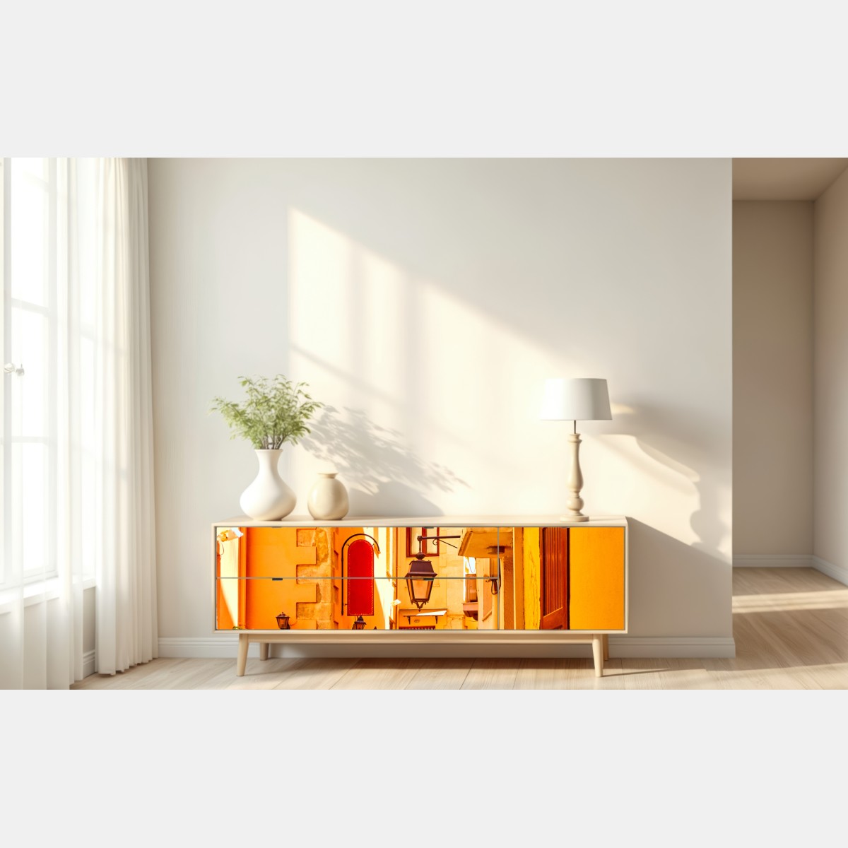 Naklejka repozycjonowalna słoneczna żółta uliczka w Rethymno, Kreta – Wallissimo® Naklejka repozycjonowalna słoneczna żółta uliczka w Rethymno, Kreta – Wallissimo®