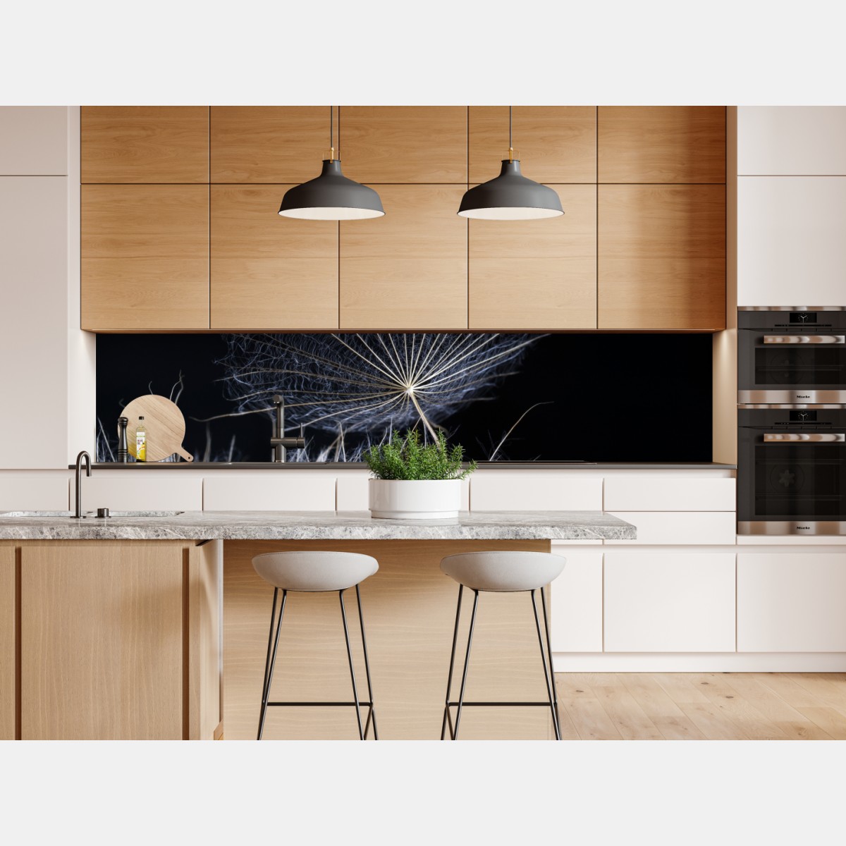 Naklejka repozycjonowalna delikatne ziarno mniszka na czarnym tle – Wallissimo® Naklejka repozycjonowalna delikatne ziarno mniszka na czarnym tle – Wallissimo®