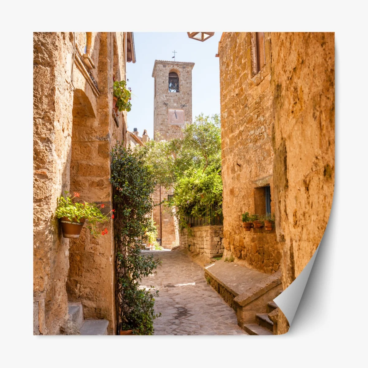 Naklejka repozycjonowalna słoneczna uliczka w Civita di Bagnoregio – Wallissimo® Naklejka repozycjonowalna słoneczna uliczka w Civita di Bagnoregio – Wallissimo®