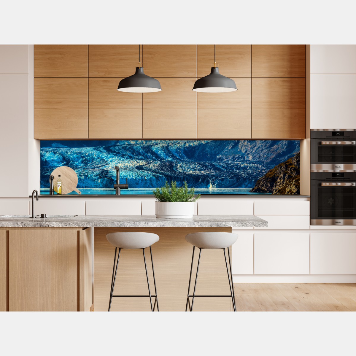 Naklejka repozycjonowalna majestatyczny alpejski lodowiec w odbiciu – Wallissimo® Naklejka repozycjonowalna majestatyczny alpejski lodowiec w odbiciu – Wallissimo®