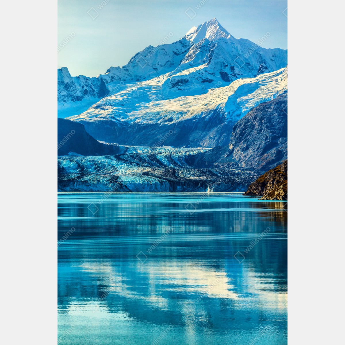 Naklejka repozycjonowalna majestatyczny alpejski lodowiec w odbiciu – Wallissimo® Naklejka repozycjonowalna majestatyczny alpejski lodowiec w odbiciu – Wallissimo®