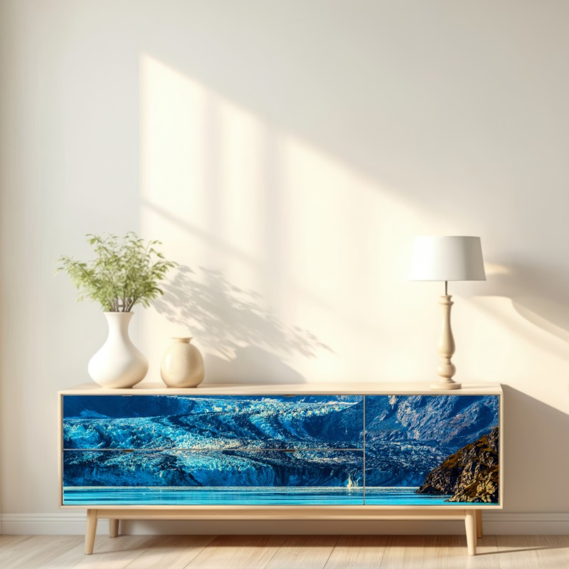 Naklejka repozycjonowalna majestatyczny alpejski lodowiec w odbiciu – Wallissimo® Naklejka repozycjonowalna majestatyczny alpejski lodowiec w odbiciu – Wallissimo®