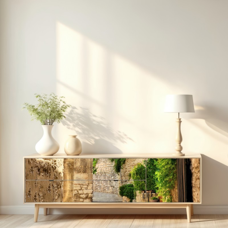 Naklejka repozycjonowalna urocza brukowana uliczka w Les Baux de Provence – Wallissimo® Naklejka repozycjonowalna urocza brukowana uliczka w Les Baux de Provence – Wallissimo®