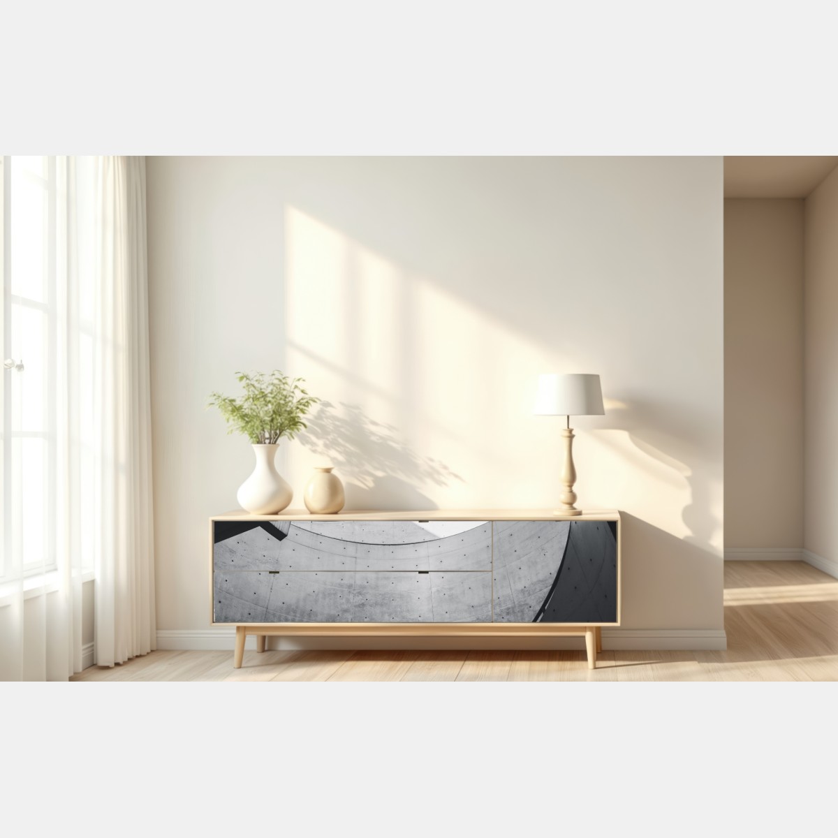 Naklejka repozycjonowalna zakrzywione betonowe schody spiralne – Wallissimo® Naklejka repozycjonowalna zakrzywione betonowe schody spiralne – Wallissimo®