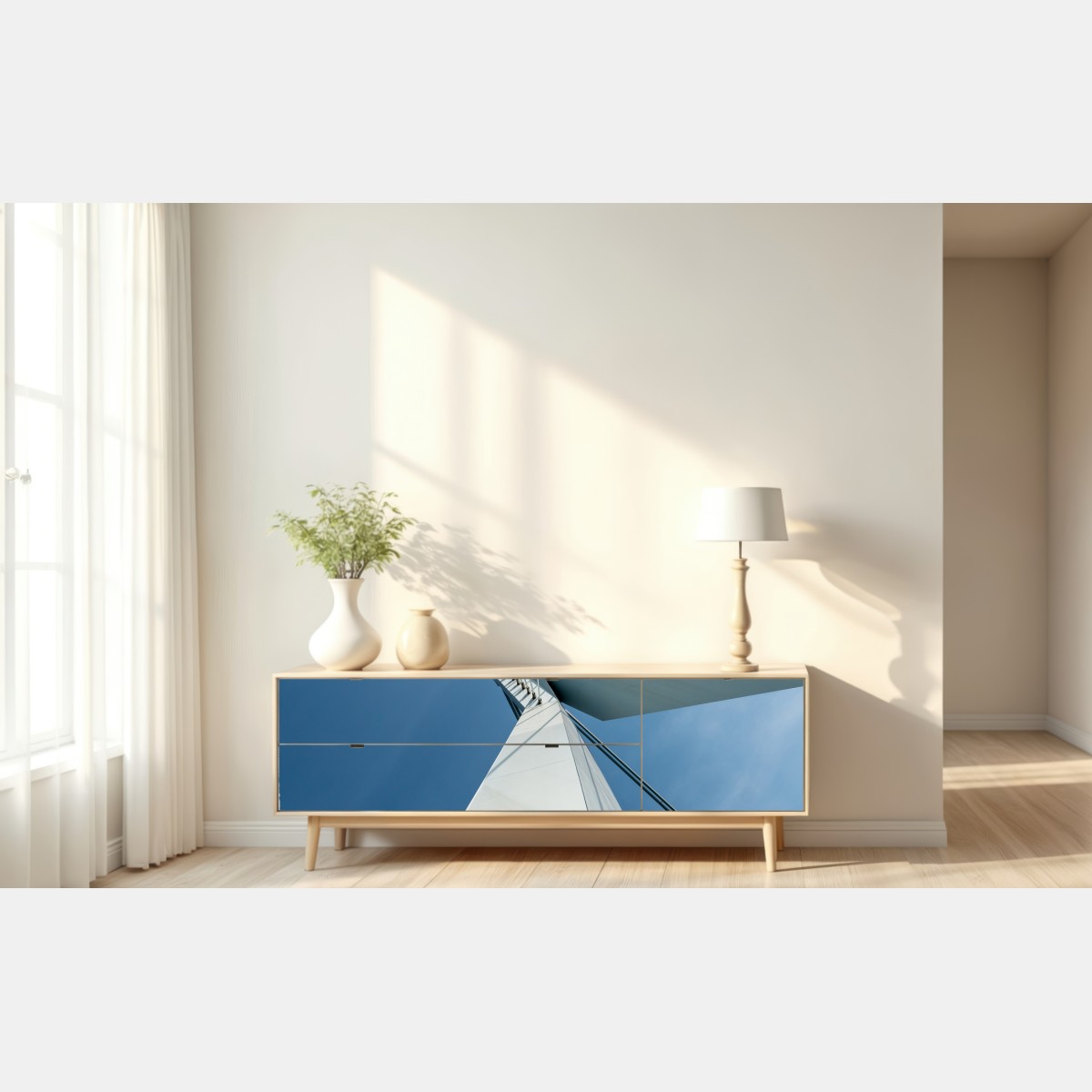 Naklejka repozycjonowalna wznoszące się linie: nowoczesny pylon mostu – Wallissimo® Naklejka repozycjonowalna wznoszące się linie: nowoczesny pylon mostu – Wallissimo®