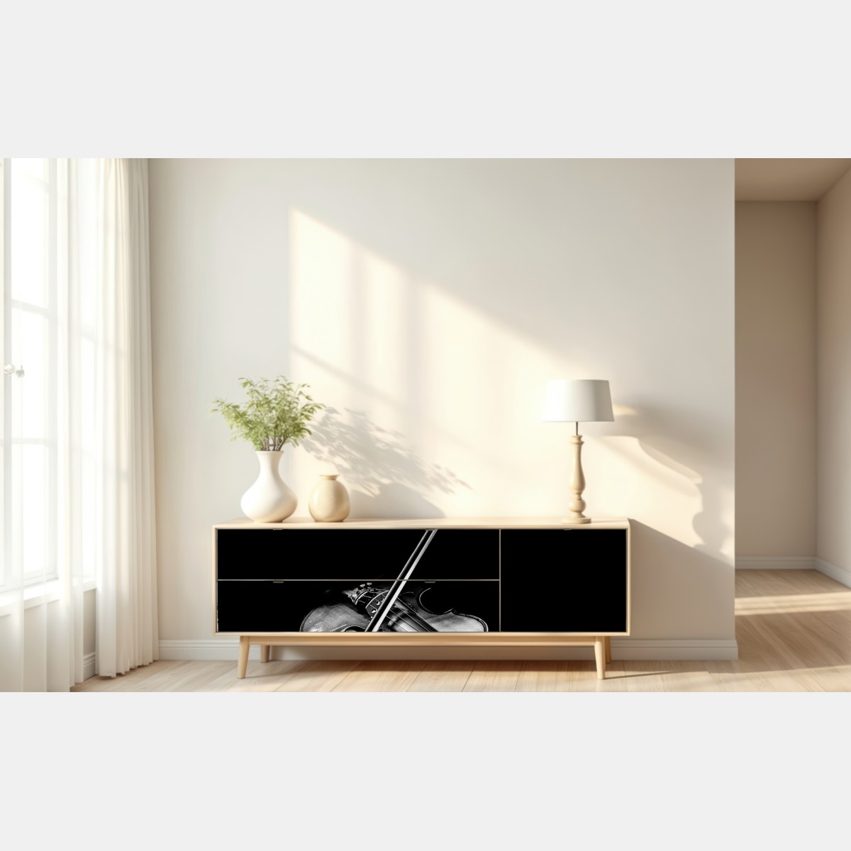 Naklejka repozycjonowalna monochromatyczne dłonie skrzypka – Wallissimo® Naklejka repozycjonowalna monochromatyczne dłonie skrzypka – Wallissimo®