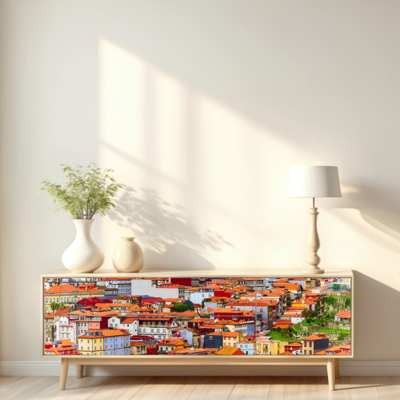 Naklejka repozycjonowalna Porto barwny widok nadbrzeża – Wallissimo® Naklejka repozycjonowalna Porto barwny widok nadbrzeża – Wallissimo®