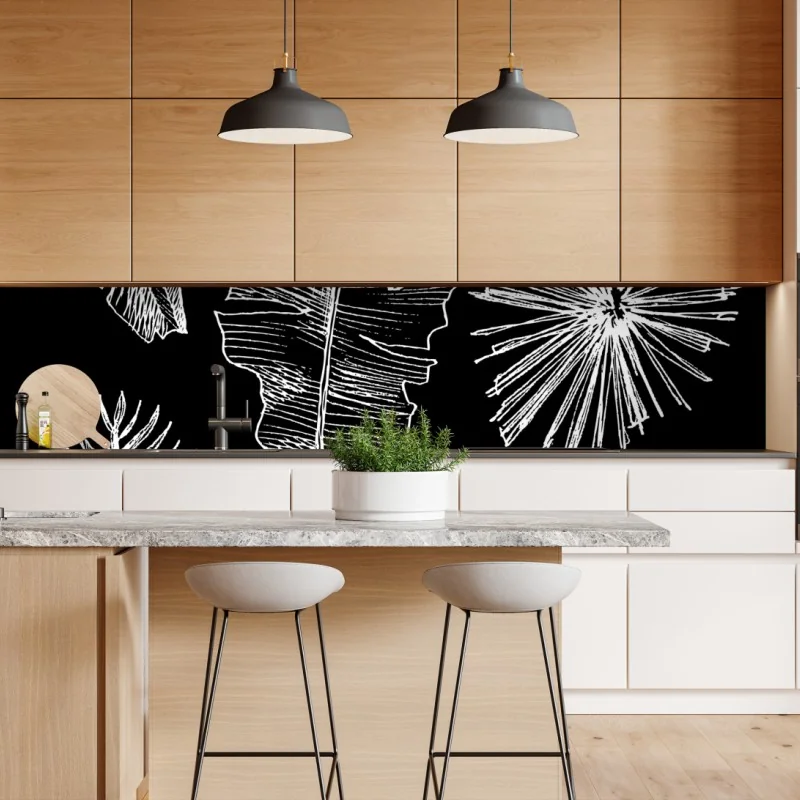 Naklejka repozycjonowalna beżowy liściasty wzór botaniczny – Wallissimo®