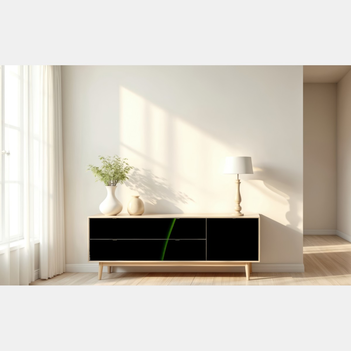 Naklejka repozycjonowalna złota kalia na czarnym tle – Wallissimo® Naklejka repozycjonowalna złota kalia na czarnym tle – Wallissimo®