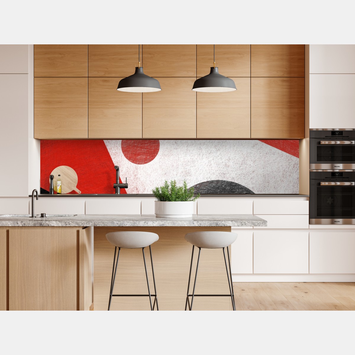 Naklejka repozycjonowalna geometryczna abstrakcja w czerwieni i czerni – Wallissimo® Naklejka repozycjonowalna geometryczna abstrakcja w czerwieni i czerni – Wallissimo®