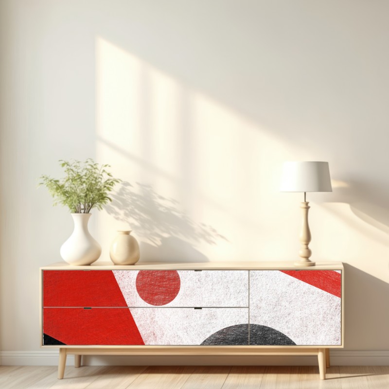 Naklejka repozycjonowalna geometryczna abstrakcja w czerwieni i czerni – Wallissimo® Naklejka repozycjonowalna geometryczna abstrakcja w czerwieni i czerni – Wallissimo®