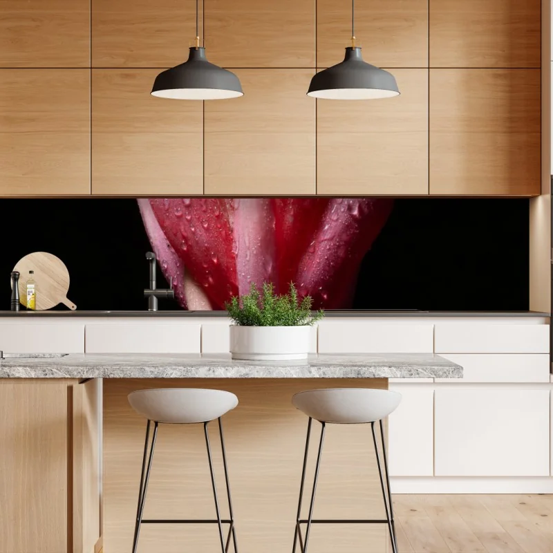 Naklejka repozycjonowalna vintage koralowy wzór kwiatowy na ciemnozielonym tle – Wallissimo®