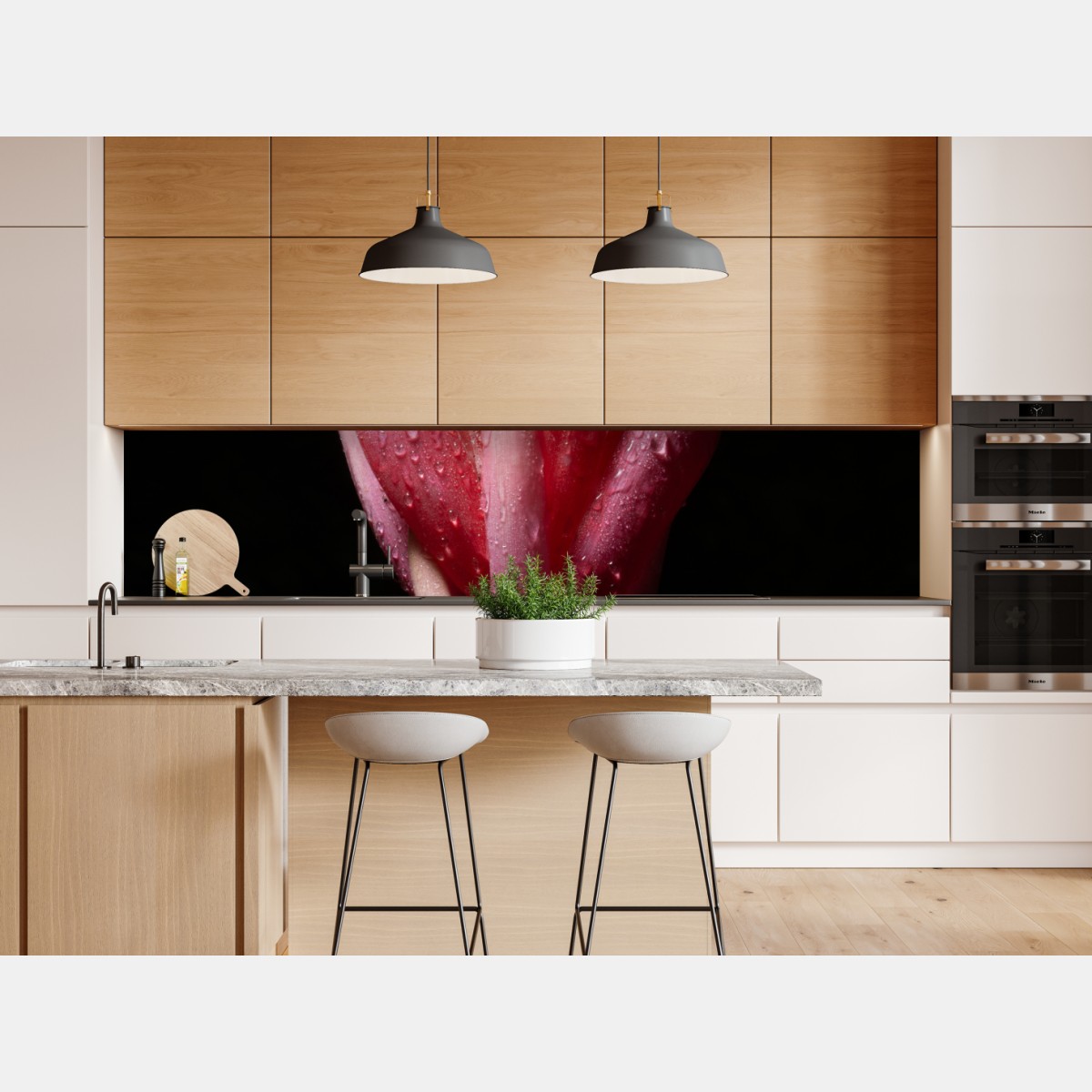 Naklejka repozycjonowalna intensywny różowy kwiat na czarnym tle – Wallissimo® Naklejka repozycjonowalna intensywny różowy kwiat na czarnym tle – Wallissimo®