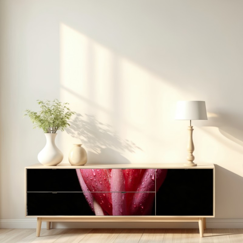 Naklejka repozycjonowalna intensywny różowy kwiat na czarnym tle – Wallissimo® Naklejka repozycjonowalna intensywny różowy kwiat na czarnym tle – Wallissimo®