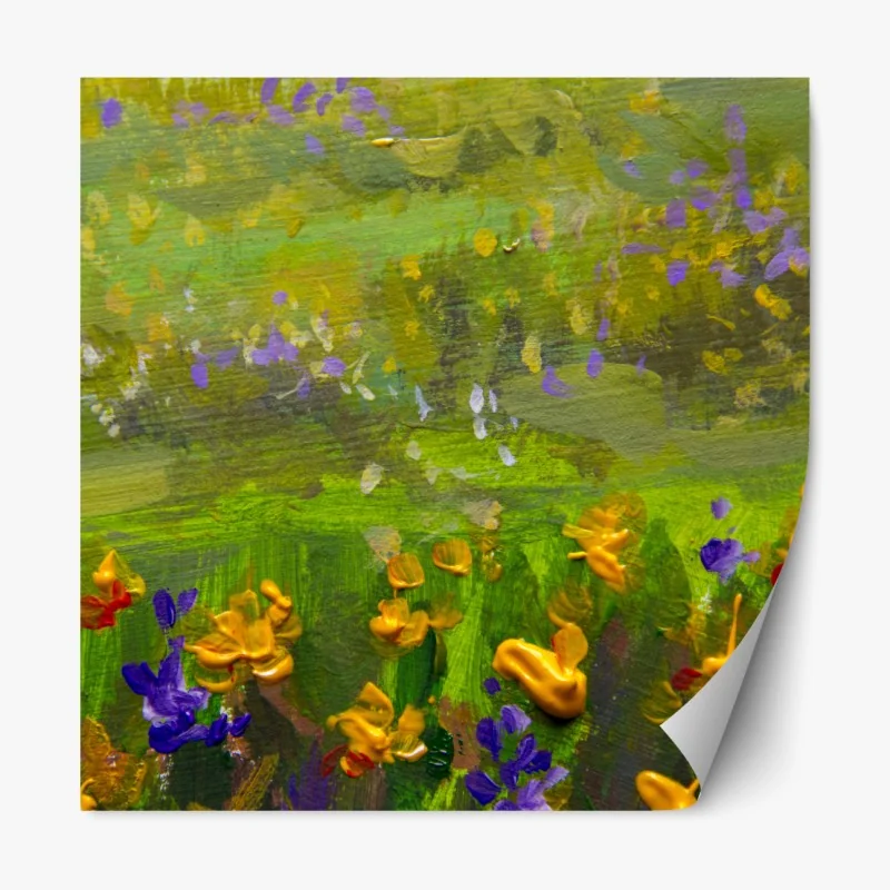 Naklejka repozycjonowalna żywa łąka obraz olejny zbliżenie