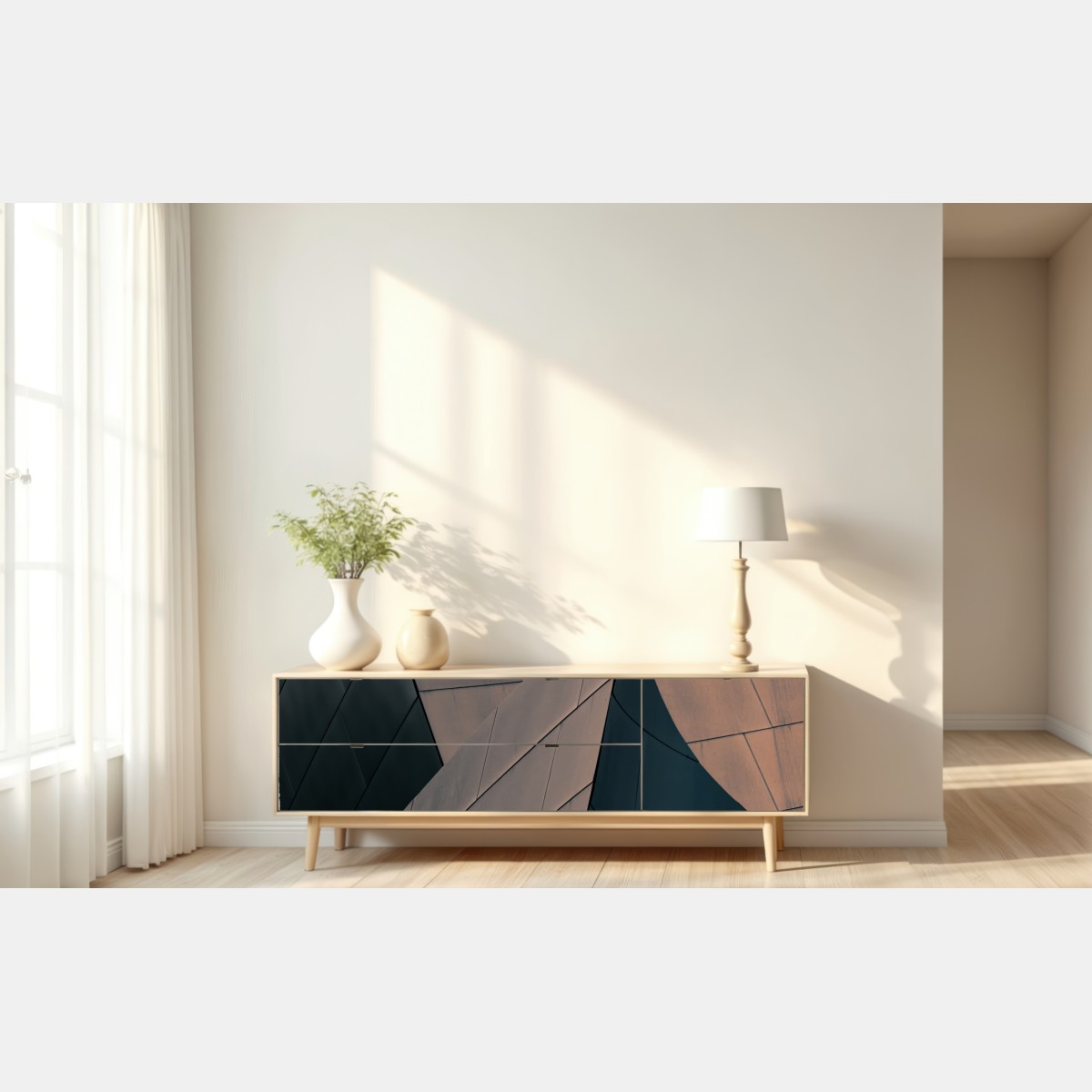 Naklejka repozycjonowalna geometryczne formy architektoniczne w metalu – Wallissimo® Naklejka repozycjonowalna geometryczne formy architektoniczne w metalu – Wallissimo®