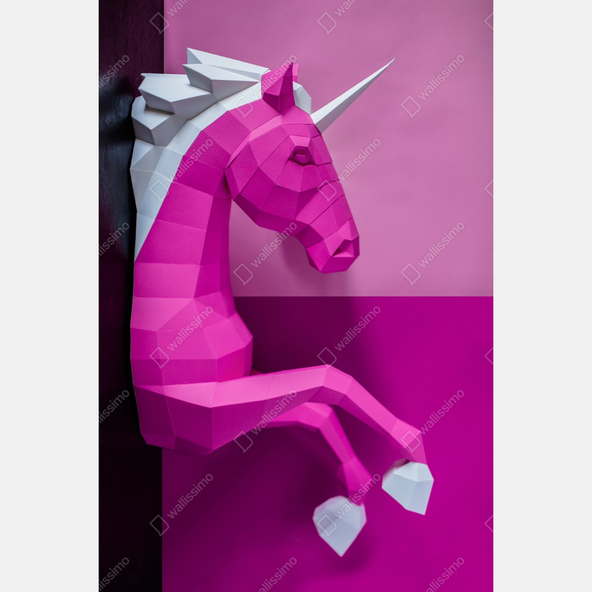 Naklejka repozycjonowalna różowy geometryczny jednorożec na ścianę – Wallissimo® Naklejka repozycjonowalna różowy geometryczny jednorożec na ścianę – Wallissimo®