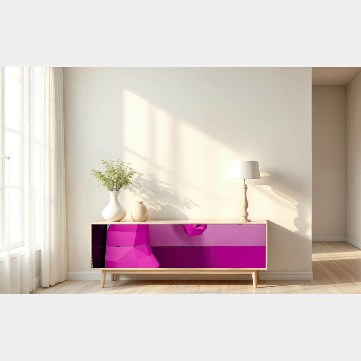 Naklejka repozycjonowalna różowy geometryczny jednorożec na ścianę – Wallissimo® Naklejka repozycjonowalna różowy geometryczny jednorożec na ścianę – Wallissimo®