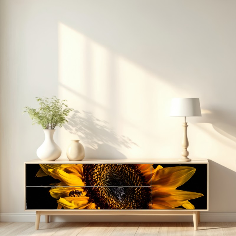 Naklejka repozycjonowalna złoty słonecznik w zbliżeniu – Wallissimo® Naklejka repozycjonowalna złoty słonecznik w zbliżeniu – Wallissimo®