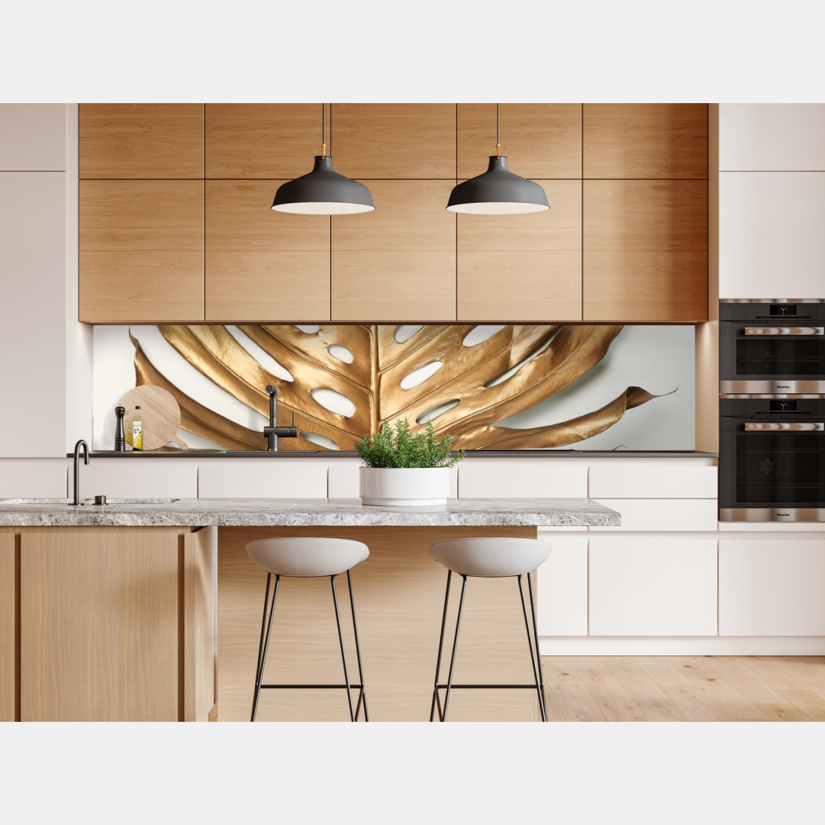 Naklejka repozycjonowalna złoty liść monstera na białym tle – Wallissimo® Naklejka repozycjonowalna złoty liść monstera na białym tle – Wallissimo®