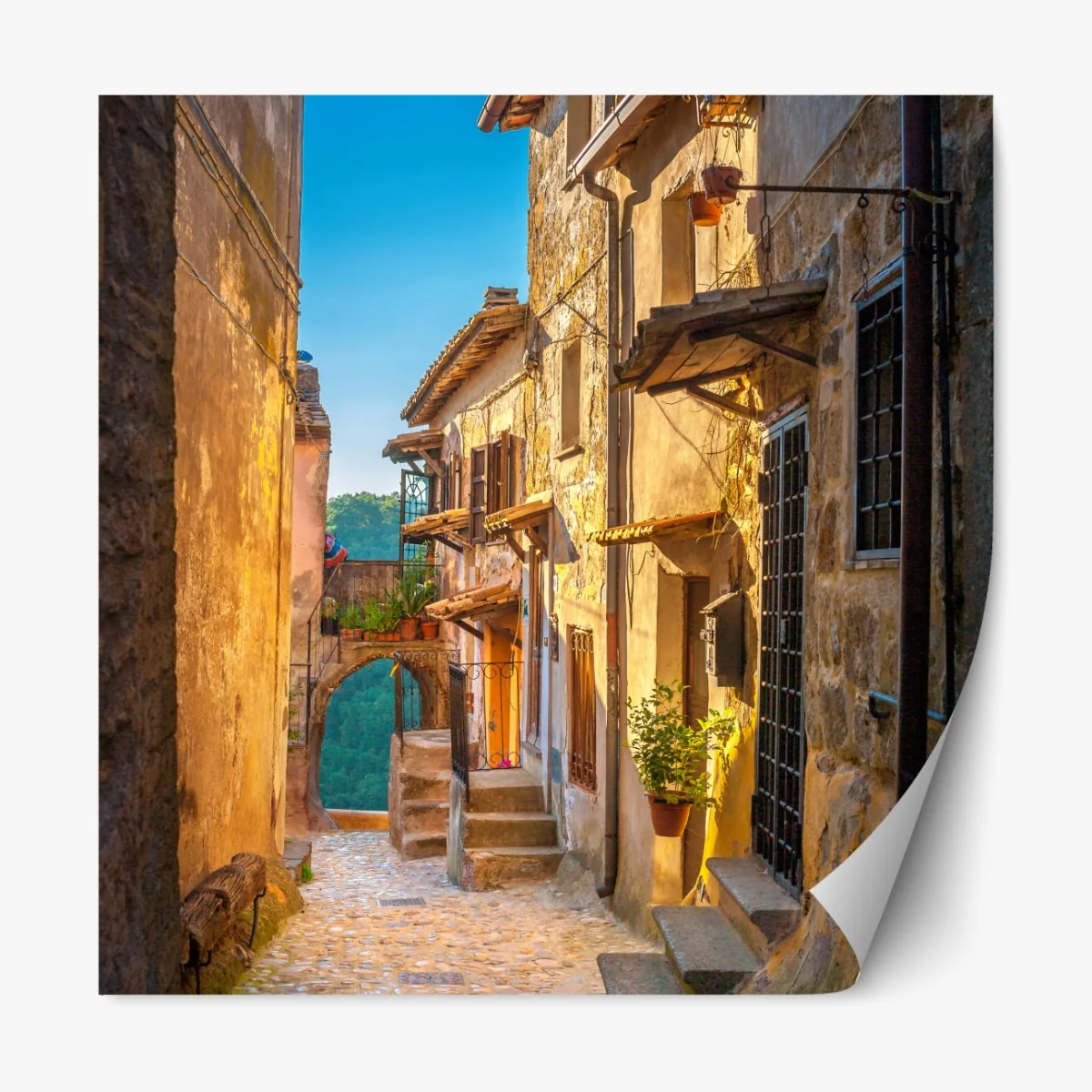 Naklejka repozycjonowalna uliczka o zachodzie słońca w Toskanii – Wallissimo® Naklejka repozycjonowalna uliczka o zachodzie słońca w Toskanii – Wallissimo®