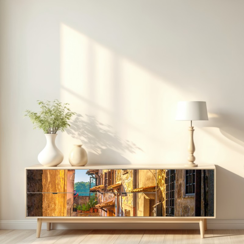 Naklejka repozycjonowalna uliczka o zachodzie słońca w Toskanii – Wallissimo® Naklejka repozycjonowalna uliczka o zachodzie słońca w Toskanii – Wallissimo®