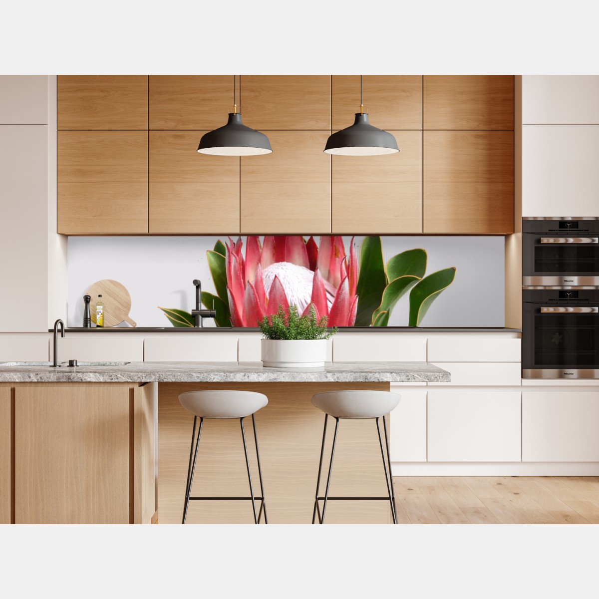 Naklejka repozycjonowalna różowa protea na neutralnym tle – Wallissimo® Naklejka repozycjonowalna różowa protea na neutralnym tle – Wallissimo®