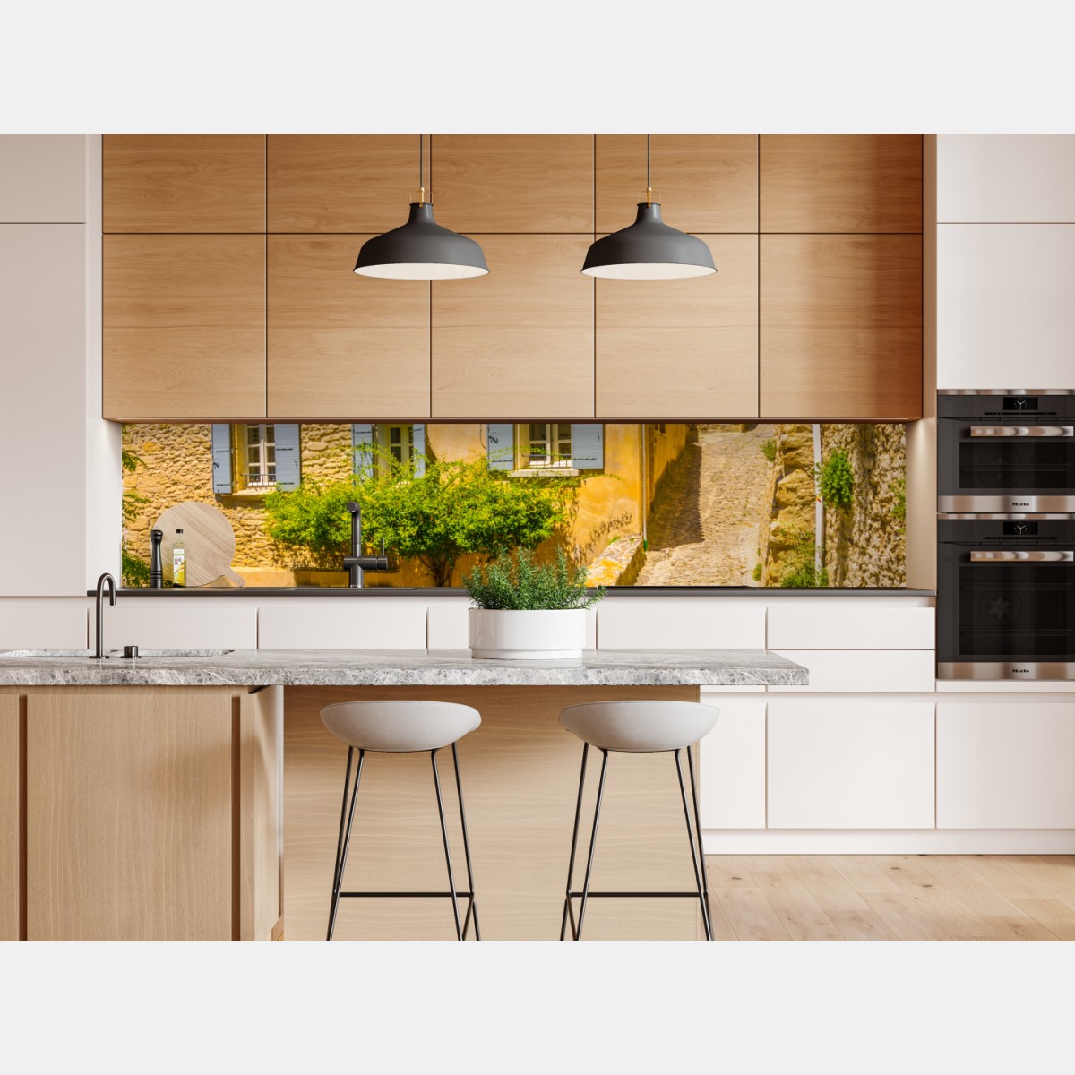 Naklejka repozycjonowalna słoneczna kamienna uliczka – Wallissimo® Naklejka repozycjonowalna słoneczna kamienna uliczka – Wallissimo®