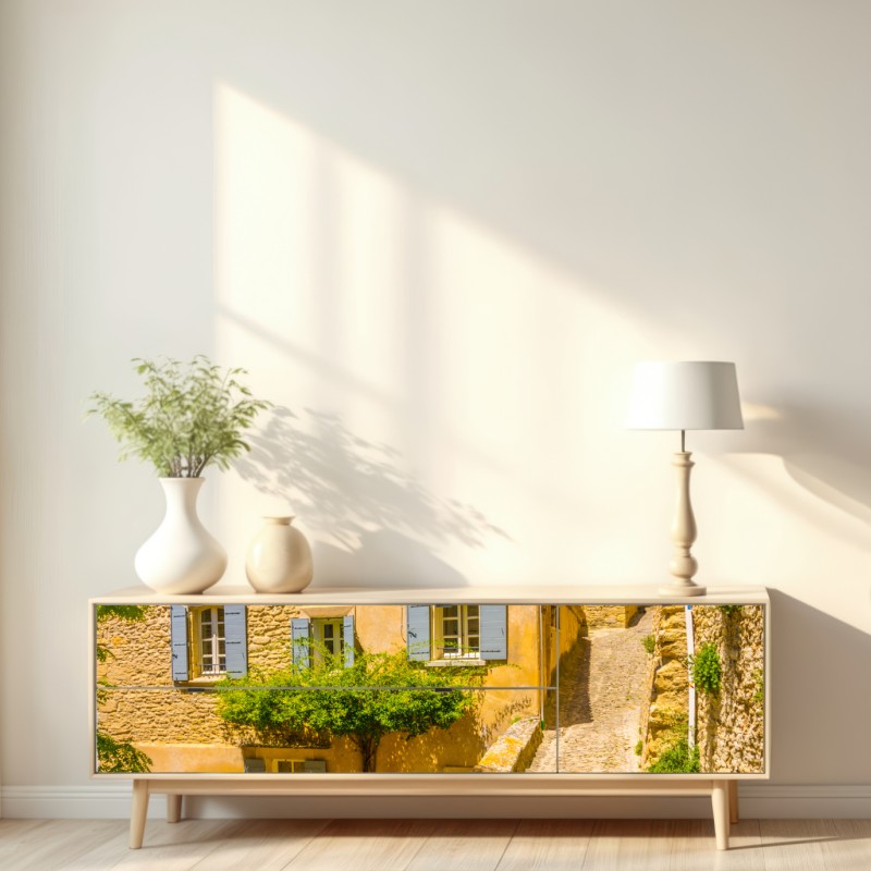 Naklejka repozycjonowalna słoneczna kamienna uliczka – Wallissimo® Naklejka repozycjonowalna słoneczna kamienna uliczka – Wallissimo®