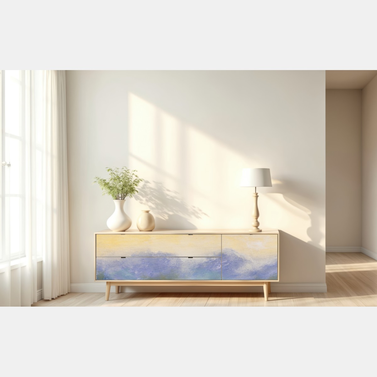 Naklejka repozycjonowalna świt nad letnią łąką – Wallissimo® Naklejka repozycjonowalna świt nad letnią łąką – Wallissimo®