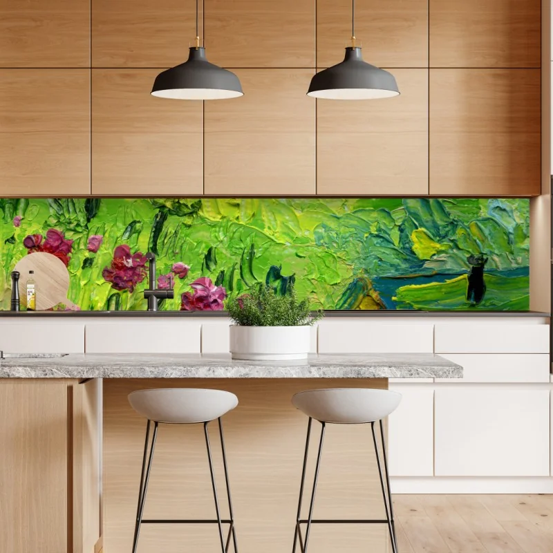 Naklejka repozycjonowalna żywa różowa abstrakcja płynna – Wallissimo®