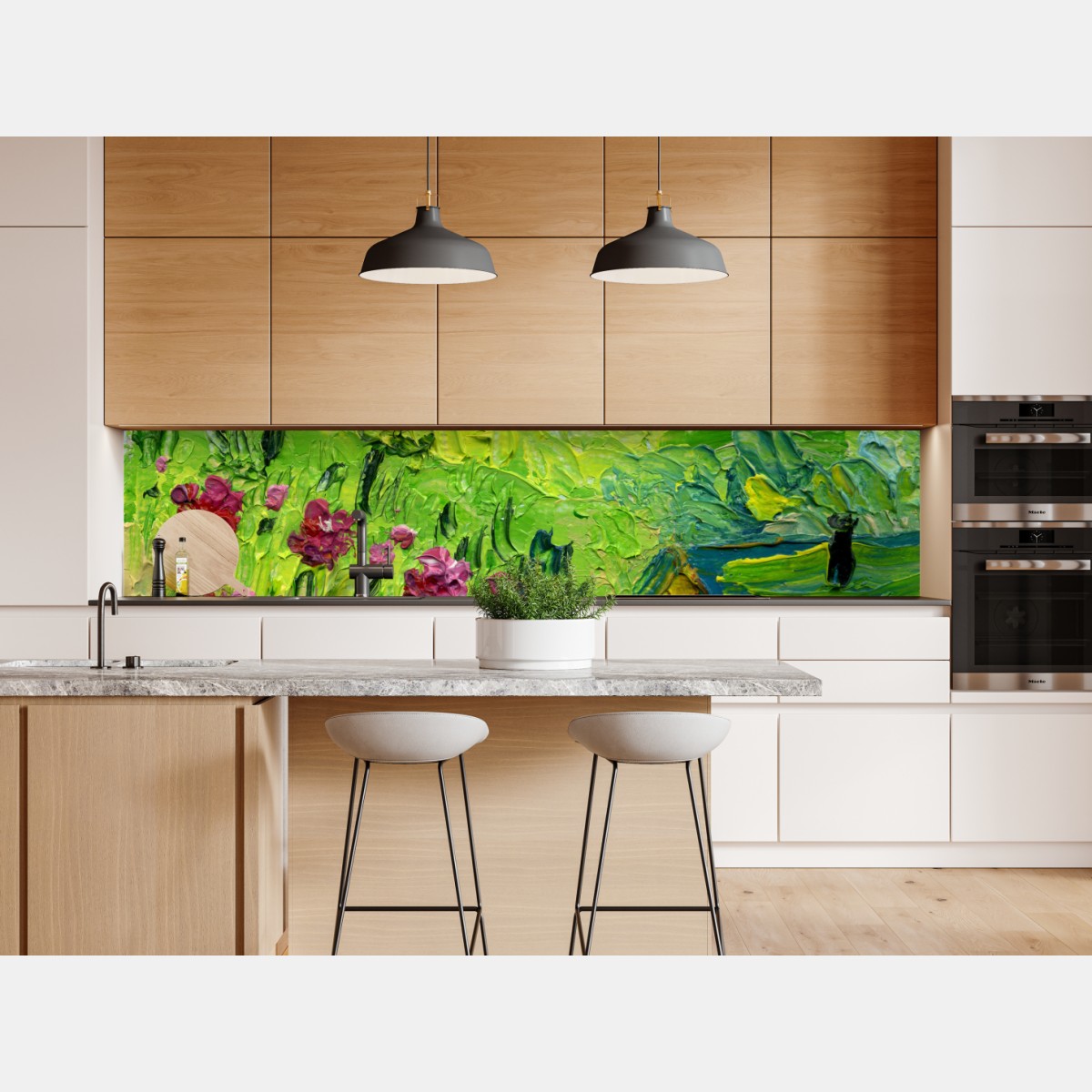 Naklejka repozycjonowalna łąka piwonii wiosenna — impasto kwiatowy obraz – Wallissimo® Naklejka repozycjonowalna łąka piwonii wiosenna — impasto kwiatowy obraz – Wallissimo®