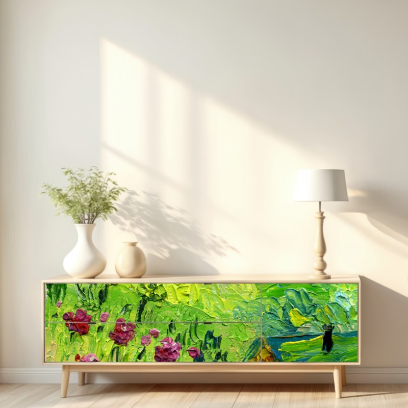 Naklejka repozycjonowalna łąka piwonii wiosenna — impasto kwiatowy obraz – Wallissimo® Naklejka repozycjonowalna łąka piwonii wiosenna — impasto kwiatowy obraz – Wallissimo®