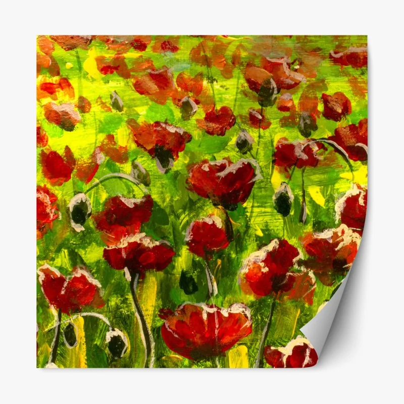 Naklejka repozycjonowalna pole czerwonych maków