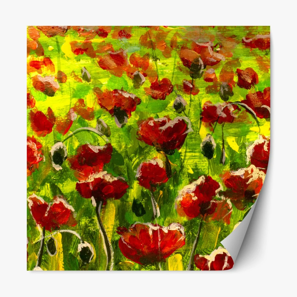 Naklejka repozycjonowalna pole czerwonych maków – Wallissimo® Naklejka repozycjonowalna pole czerwonych maków – Wallissimo®