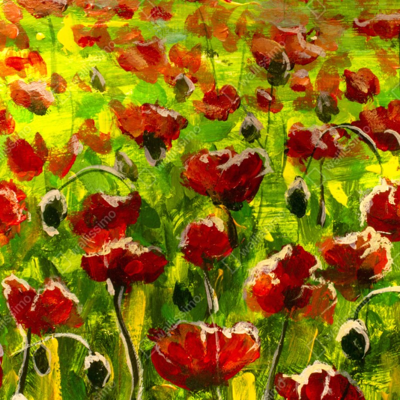 Naklejka repozycjonowalna pole czerwonych maków – Wallissimo® Naklejka repozycjonowalna pole czerwonych maków – Wallissimo®