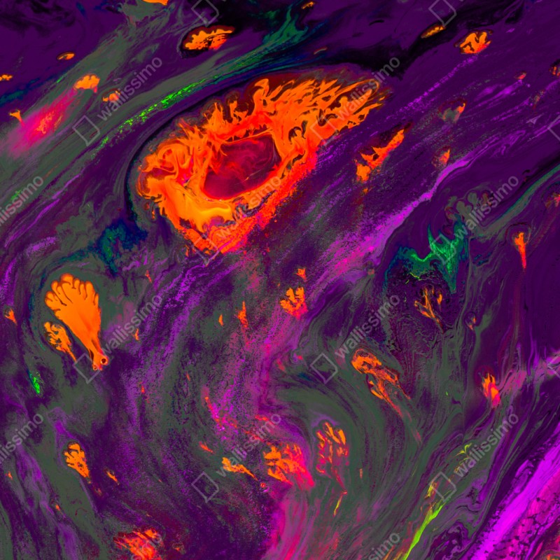 Naklejka repozycjonowalna tradycyjna ebru abstrakcja w purpurze i pomarańczy – Wallissimo® Naklejka repozycjonowalna tradycyjna ebru abstrakcja w purpurze i pomarańczy – Wallissimo®