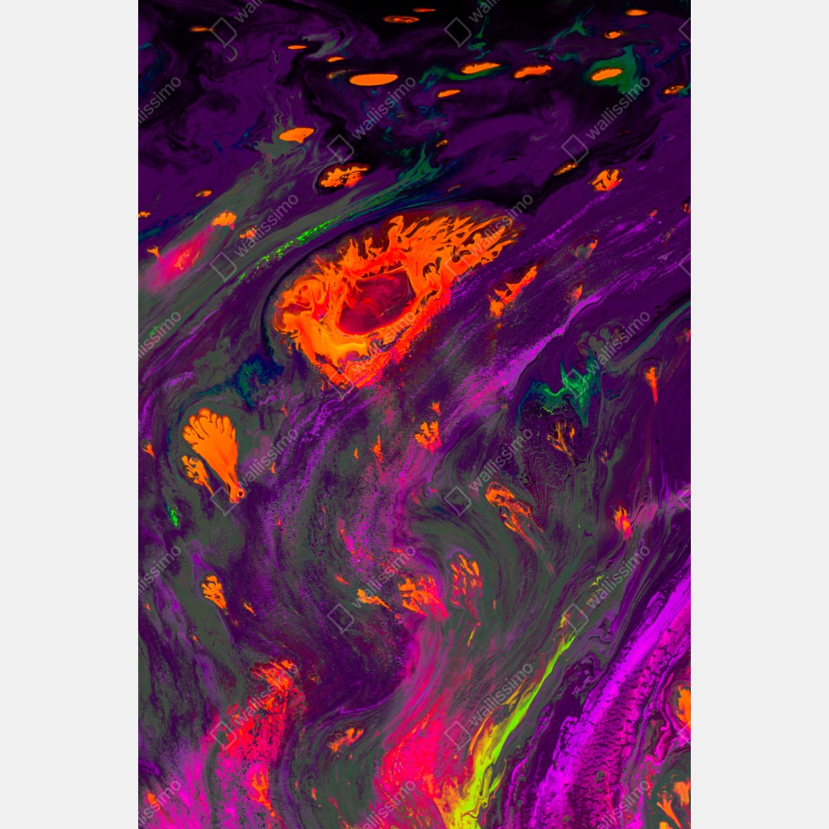 Naklejka repozycjonowalna tradycyjna ebru abstrakcja w purpurze i pomarańczy – Wallissimo® Naklejka repozycjonowalna tradycyjna ebru abstrakcja w purpurze i pomarańczy – Wallissimo®