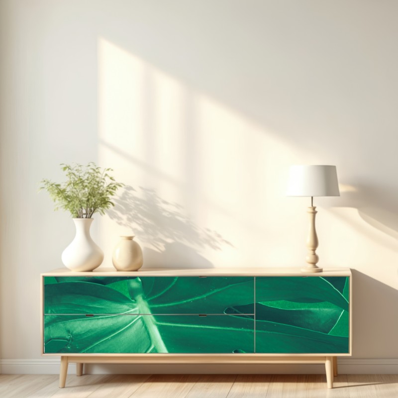 Naklejka repozycjonowalna bujny liść monstery zbliżenie – Wallissimo® Naklejka repozycjonowalna bujny liść monstery zbliżenie – Wallissimo®