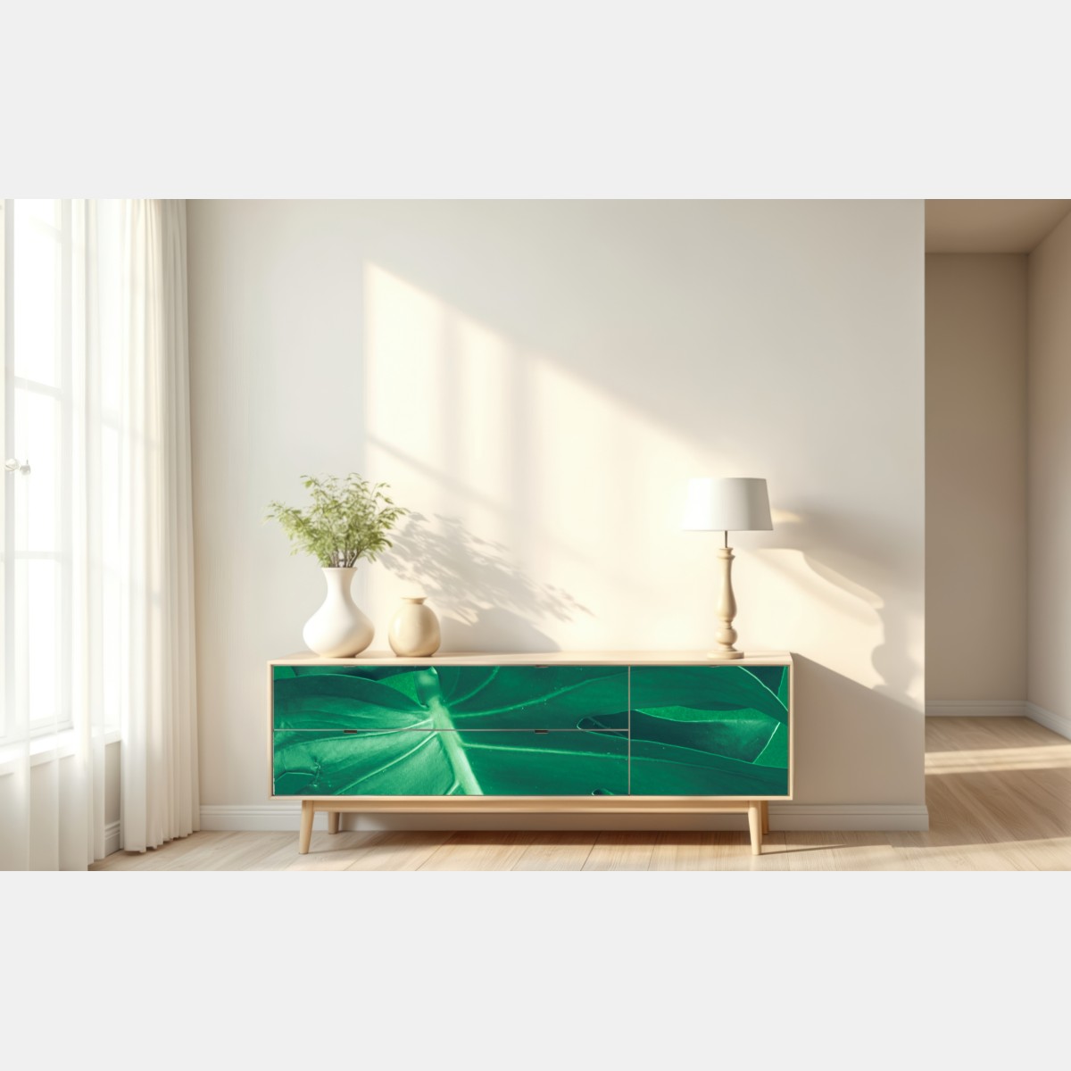 Naklejka repozycjonowalna bujny liść monstery zbliżenie – Wallissimo® Naklejka repozycjonowalna bujny liść monstery zbliżenie – Wallissimo®