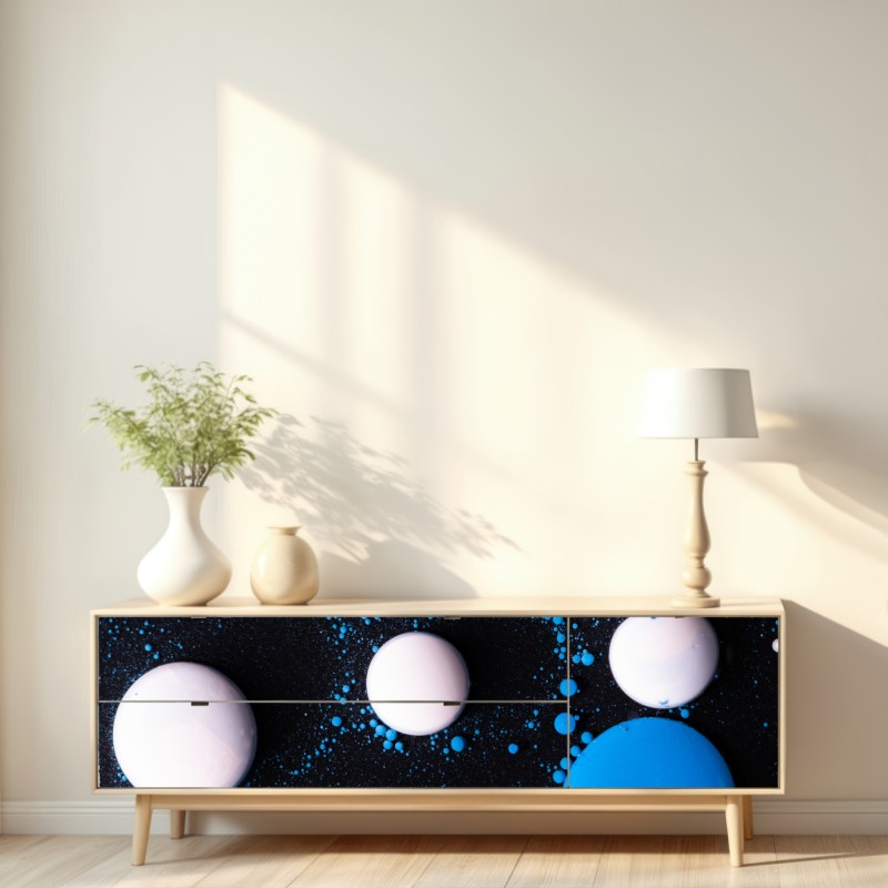 Naklejka repozycjonowalna niebieski marmurowy wzór płynnej farby – Wallissimo® Naklejka repozycjonowalna niebieski marmurowy wzór płynnej farby – Wallissimo®