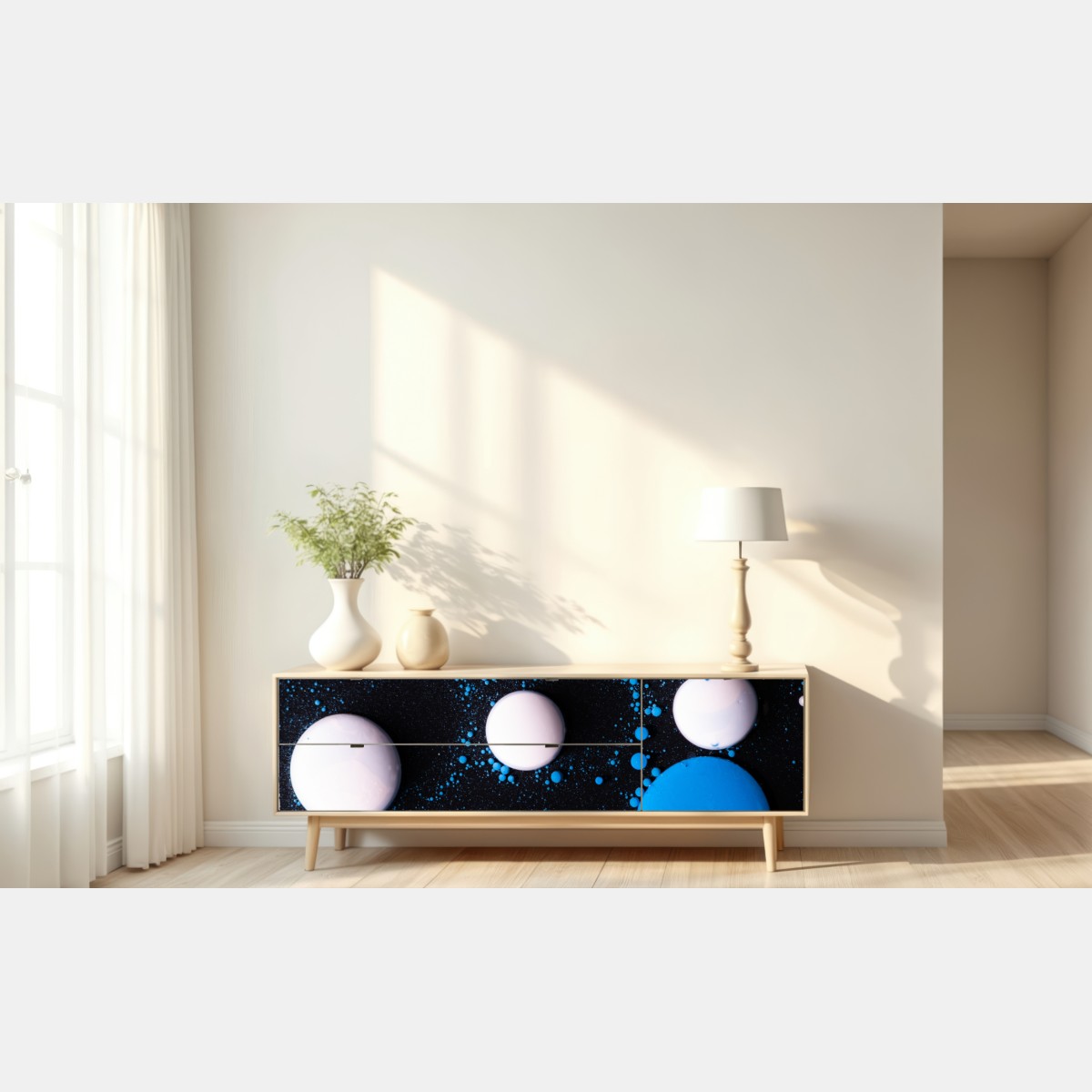 Naklejka repozycjonowalna niebieski marmurowy wzór płynnej farby – Wallissimo® Naklejka repozycjonowalna niebieski marmurowy wzór płynnej farby – Wallissimo®