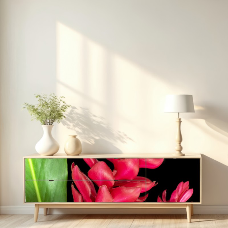 Naklejka repozycjonowalna żywy kwiat ognia na czarnym tle – Wallissimo® Naklejka repozycjonowalna żywy kwiat ognia na czarnym tle – Wallissimo®