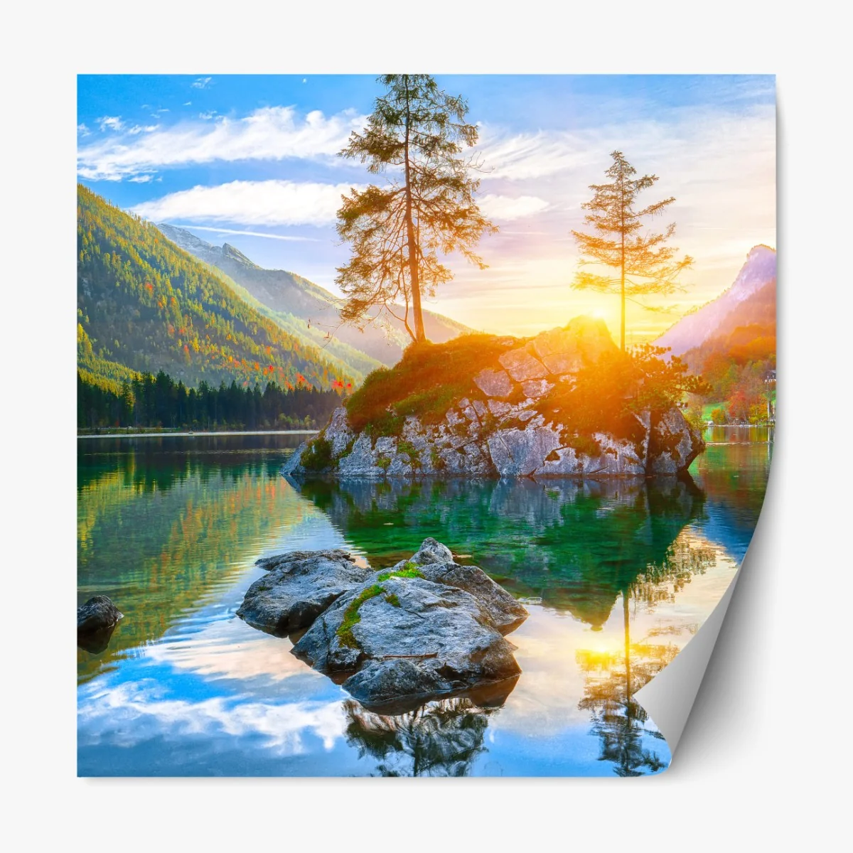 Naklejka repozycjonowalna zachód słońca nad Hintersee – Wallissimo® Naklejka repozycjonowalna zachód słońca nad Hintersee – Wallissimo®