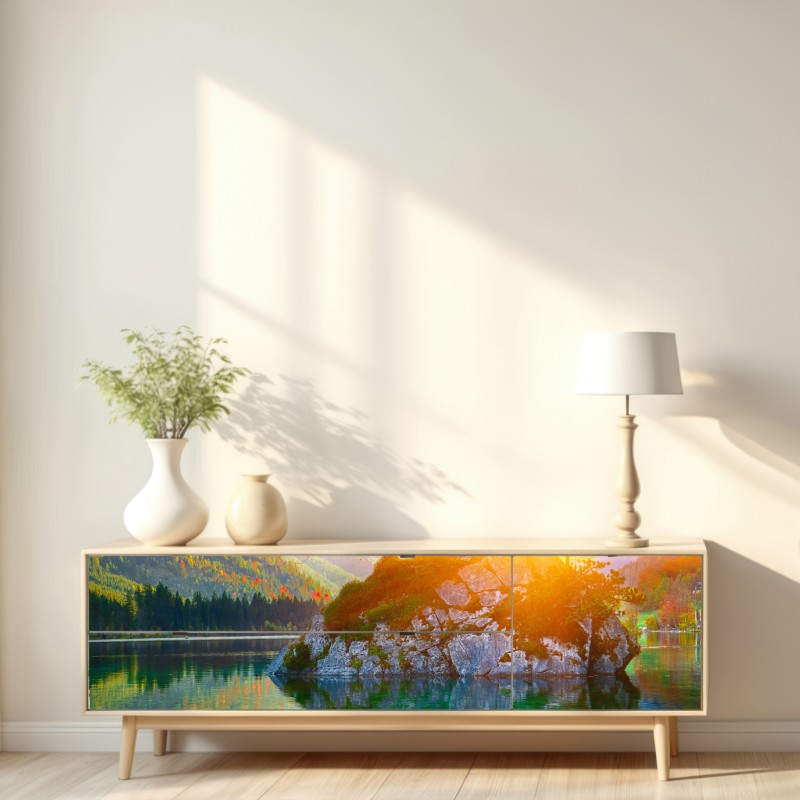 Naklejka repozycjonowalna zachód słońca nad Hintersee – Wallissimo® Naklejka repozycjonowalna zachód słońca nad Hintersee – Wallissimo®