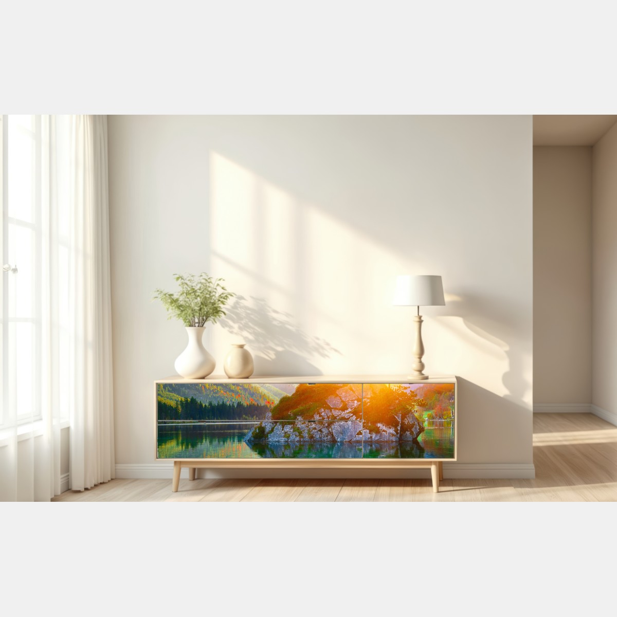 Naklejka repozycjonowalna zachód słońca nad Hintersee – Wallissimo® Naklejka repozycjonowalna zachód słońca nad Hintersee – Wallissimo®