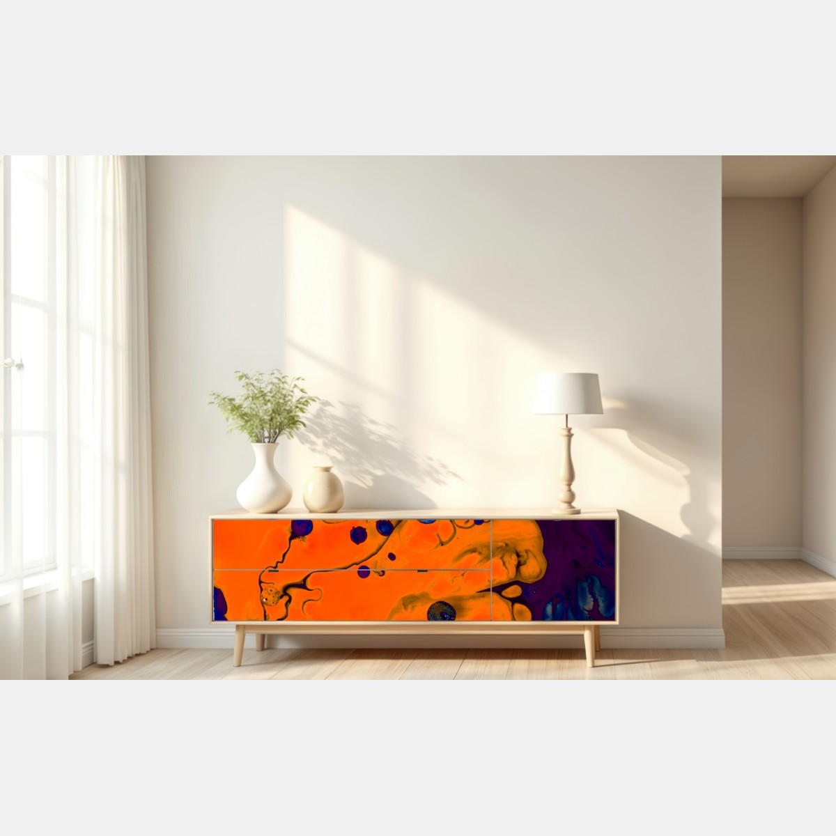 Naklejka repozycjonowalna intensywny pomarańczowy przepływ – Wallissimo® Naklejka repozycjonowalna intensywny pomarańczowy przepływ – Wallissimo®