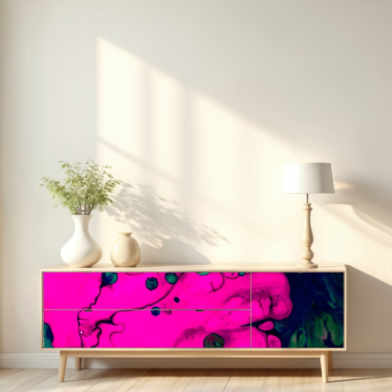 Naklejka repozycjonowalna neonowa różowa abstrakcja płynna – Wallissimo® Naklejka repozycjonowalna neonowa różowa abstrakcja płynna – Wallissimo®