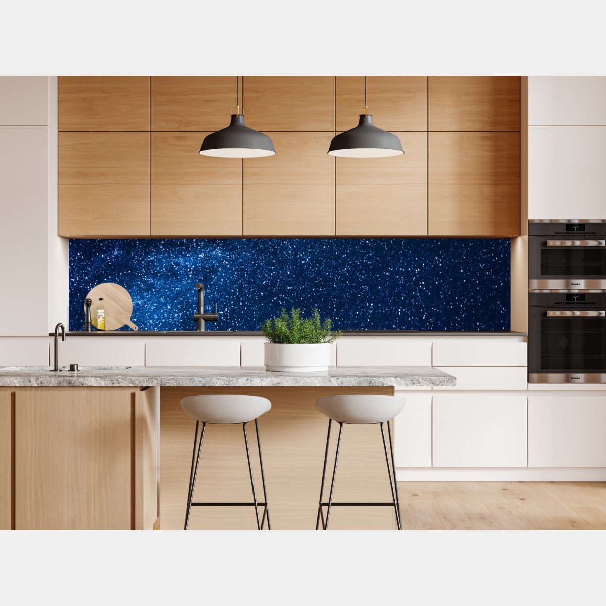 Naklejka repozycjonowalna głębokie błękitne nocne niebo z drogą mleczną i spadającą gwiazdą – Wallissimo® Naklejka repozycjonowalna głębokie błękitne nocne niebo z drogą mleczną i spadającą gwiazdą – Wallissimo®